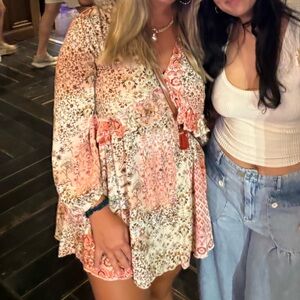 Zara Patchwork Print Tassel Mini Dress